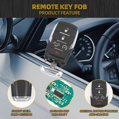 Dasbecan Key Fob Replacement Compatible with Dodge Ram 1500 2019-2024 in Saudi Arabia