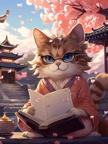Locien Diamond Painting Kits for Adults, 12'' x 16'' Cat 5D Diamond Art Cute Anthropomorp Play The Guitar Round Diamonds Full Drill Gem for for Home Wall Decor Gifts for Friends Cartoon Animal in Saudi Arabia