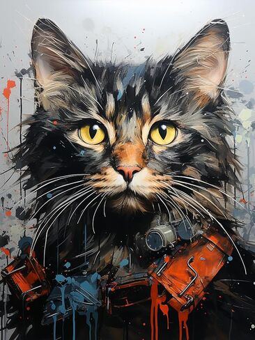 Locien Diamond Painting Kits for Adults, 12'' x 16'' Cat 5D Diamond Art Cute Anthropomorp Play The Guitar Round Diamonds Full Drill Gem for for Home Wall Decor Gifts for Friends Cartoon Animal in Saudi Arabia