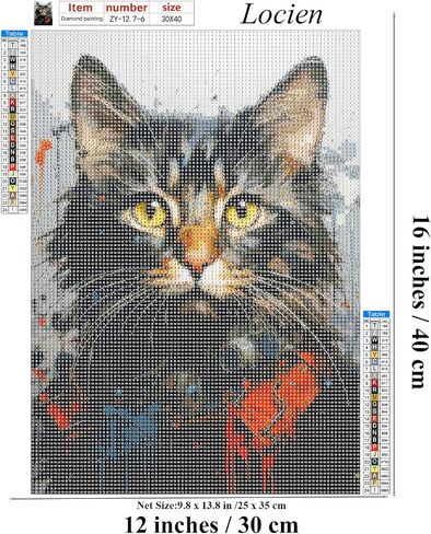 Locien Diamond Painting Kits for Adults, 12'' x 16'' Cat 5D Diamond Art Cute Anthropomorp Play The Guitar Round Diamonds Full Drill Gem for for Home Wall Decor Gifts for Friends Cartoon Animal in Saudi Arabia