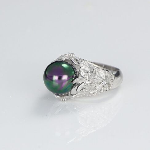 Natural Mother of Pearl Gemstone Women's Ring - 14k Gold/Rhodium Plated 925 Sterling Silver Genuine Gemstone Women Ring, Natural Birthstone Ring, Floral Pattern Ring, Jewelry Gifts for Valentine's Day, Mother's Day, Birthday Jewelry Gifts in Saudi Arabia