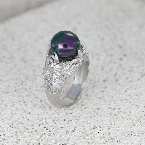 Natural Mother of Pearl Gemstone Women's Ring - 14k Gold/Rhodium Plated 925 Sterling Silver Genuine Gemstone Women Ring, Natural Birthstone Ring, Floral Pattern Ring, Jewelry Gifts for Valentine's Day, Mother's Day, Birthday Jewelry Gifts in Saudi Arabia
