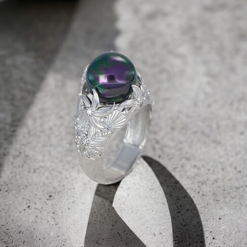 Natural Mother of Pearl Gemstone Women's Ring - 14k Gold/Rhodium Plated 925 Sterling Silver Genuine Gemstone Women Ring, Natural Birthstone Ring, Floral Pattern Ring, Jewelry Gifts for Valentine's Day, Mother's Day, Birthday Jewelry Gifts in Saudi Arabia