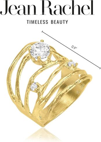 خواتم من الذهب عيار 14 قيراط فوق الفضة الاسترليني مع 1.75 TCW سلك زركونيا مكعب ملفوف متعدد الخيوط، خواتم ذهبية أنيقة، هدايا للنساء، مجوهرات جمالية، خواتم للنساء، مجوهرات ذهبية للنساء in Kuwait