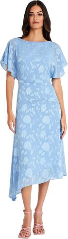 Maggy London Flutter Sleeve Burnout Midi Semi Formal Wedding Guest Dresses for Women in Saudi Arabia