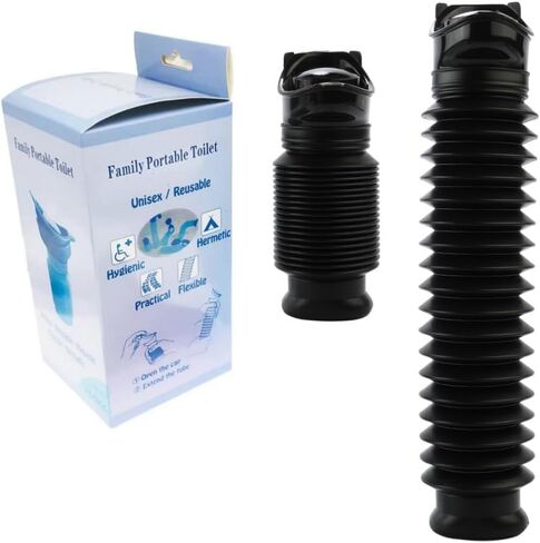 Portable Mini Outdoor Camping Travel Shrinkable Personal Mobile Toilet Bottle,Unisex Adjustable Emergency Urinal Portable Toilet for car 750ml (Black) in Saudi Arabia