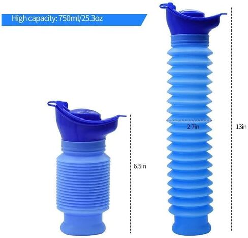 Portable Mini Outdoor Camping Travel Shrinkable Personal Mobile Toilet Bottle,Unisex Adjustable Emergency Urinal Portable Toilet for car 750ml (Black) in Saudi Arabia