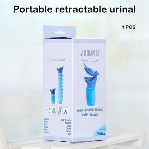 Portable Mini Outdoor Camping Travel Shrinkable Personal Mobile Toilet Bottle,Unisex Adjustable Emergency Urinal Portable Toilet for car 750ml (Black) in Saudi Arabia