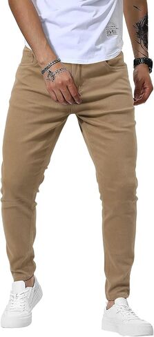 Woenzaia Mens Jeans Slim Fit Skinny Denim Stretch Tapered Jean Pants in Saudi Arabia