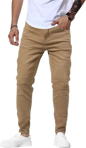 Woenzaia Mens Jeans Slim Fit Skinny Denim Stretch Tapered Jean Pants in Saudi Arabia