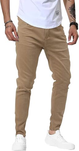 Woenzaia Mens Jeans Slim Fit Skinny Denim Stretch Tapered Jean Pants in Saudi Arabia