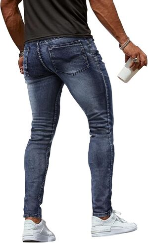 Woenzaia Mens Jeans Slim Fit Skinny Denim Stretch Tapered Jean Pants in Saudi Arabia