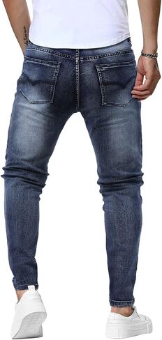 Woenzaia Mens Jeans Slim Fit Skinny Denim Stretch Tapered Jean Pants in Saudi Arabia