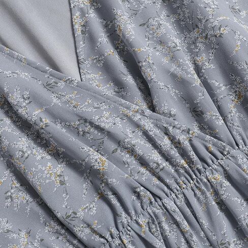 فستان نسائي كاجوال طويل برقبة على شكل حرف V مزين بطبعات زهور in Kuwait