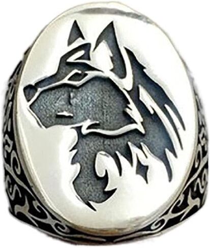 خاتم الذئب، خاتم رأس الذئب الفايكنج الشمالي للرجال، خاتم الطوطم الذئب القوطي، خاتم الهيب هوب الذئب الحيواني للأولاد، خاتم الذئب الشرير ريترو روك وولف الحيوان مجوهرات in Kuwait
