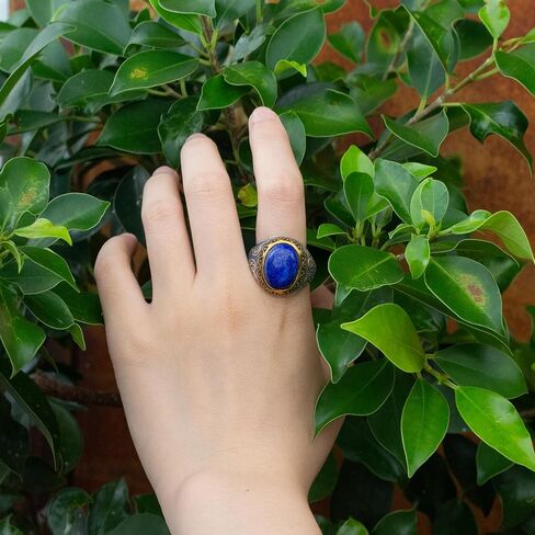 Solid 925 Sterling Silver Men Ring with Agate/Lapis Lazuli, Turkish Design Jewelry Male Ring, Cubic Zirconia Stone Ring for Gift in Saudi Arabia