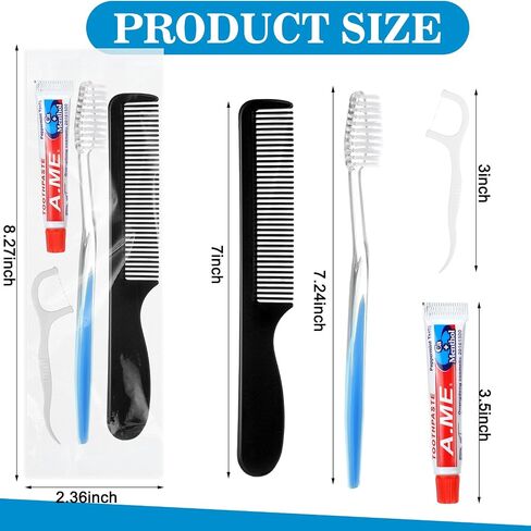 50 Sets Disposable Toothbrushes with Toothpaste Floss and Comb for Travel Individually Wrapped, Homeless Care Package Bulk Hygiene Kits for Homeless/Hotel/shelter/Nursing Home/Charity in Saudi Arabia
