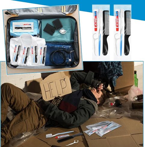 50 Sets Disposable Toothbrushes with Toothpaste Floss and Comb for Travel Individually Wrapped, Homeless Care Package Bulk Hygiene Kits for Homeless/Hotel/shelter/Nursing Home/Charity in Saudi Arabia