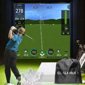 Golf Impact Screen with Upgraded Grommet Slings, 3D Air Mash Golf Simulator Impact Screen for Training, Golf Simulators Hitting Mat for Home, Indoor, Outdoor
