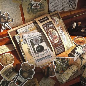 Doraking 200 قطعة من لوازم سجل القصاصات العتيقة لمجلة غير المرغوب فيها ومجلات رصاصة والمخططين والملصقات الورقية الجمالية ومجموعات الحرف الفنية وهدايا ألبوم الكولاج in Kuwait