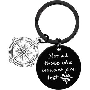 Traveling Gift Graduation Gift for Traveller Traveller Jewelry Keychain Inspirational Jewelry Keychain Wanderlust Gift Traveller Keyring Not All Who Wander Are Lost Key Chain Christmas Birthday Gift