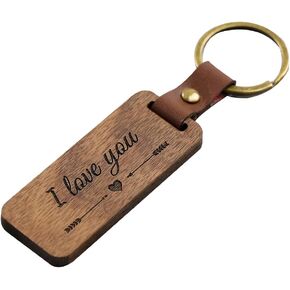Engraved Wooden Keychain Wood Key Chain Key Ring Key Tags for Family Lover Friends Anniversary Birthday Gift