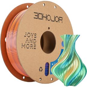 Silk PLA Filament 1.75mm Blue Orange Green Triple Color PLA 3D Printer Filament 3 in 1 Coextrusion 1KG Spool(2.2lbs) 3D Printing Filament Dimensional Accuracy +/- 0.03mm