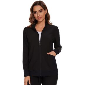 Scrub Jackets for Woman, Zip Front Nurse Jacket, 4-Way Stretch Fabric