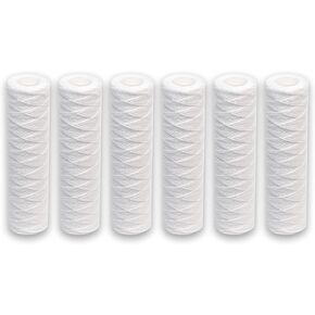 CFS – 6 Pack Universal String Wound Sediment Water Filter Cartridges for Most 10-Inch RO Unit – Remove Bad Taste & Odor – Whole House Replacement Filter Cartridge – 5 Micron – 10" x 2.5"