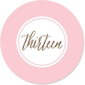Big Dot of Happiness Chic 13th Birthday - Pink and Gold Party Circle Sticker Labels 24 Count