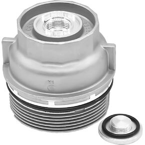 Oil Filter Housing Cap Assembly with Oil Plug Compatible with Toyota Camry Tacoma Tundra Venza 4Runner Avalon RAV4 Sienna & Lexus ES300h ES350 LS460, Replaces#15643-31050, 15620-31060
