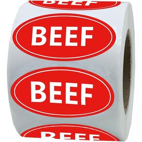 Beef Food Labeling Stickers, 1.75 x 1 inch, 500Pcs