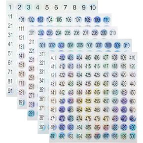 15 Sheets Mini Number Stickers 1 to 500 Round Labels Stickers Consecutive Number Stickers for DIY Marking Numbering Tool