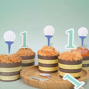 غلاف كعكة عيد الميلاد الأول للجولف - غلاف كعكة عيد الميلاد الأول، حفلة عيد الميلاد الأولى بطابع الجولف، ديكور تي شيرت الجولف، قطعة واحدة من الكعك، لوازم حفلات عيد الميلاد الأول للصبي (غطاء كعكة عيد الميلاد الأول للجولف)