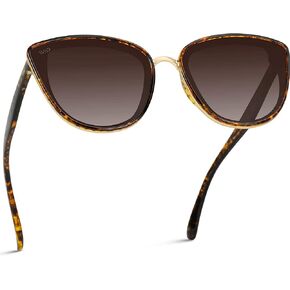 WearMe Pro - Classic Women Oversized Metal Frame Elegant Mirrored Lens Cat Eye Sunglasses