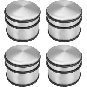 4 Packs 3.54 X 3 Inches Stainless Steel Door Stopper, Premium Durability and Safety Floor Door Stopper, Door Stops with Silica Gel Treads for Home, Office, Garage, by GENHAKON