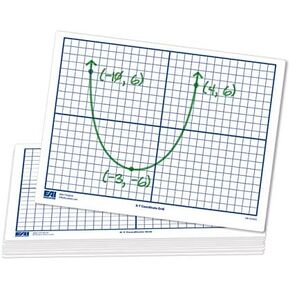EAI Education X-Y Coordinate Grid Flexible Dry-Erase Boards: 9" x 12" Double-Sided - Set of 30