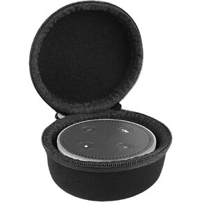 Geekria Shield Speaker Case Compatible with Echo Dot 2nd Generation Smart Speaker, Monster Clarity 102 Plus Airlinks Wireless Earbuds Case, Replacement Hard Shell Travel Carrying Bag (Black)