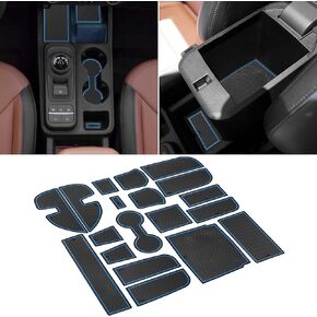 SENSHINE Cup Holder Insert for Ford Maverick Accessories 2022 2023 2024 Center Console Liner Trim Door Packet Mats Non-Slip Anti Dust Cup Holder Liners Premium Custom Interior 19PCs Set (Blue)