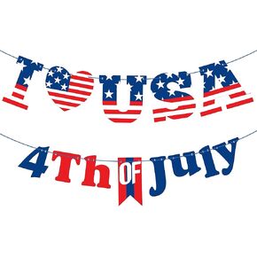 KatchOn, Happy 4th of July Banner - Large 10 Feet, No DIY | Fourth of July Banner | USA Banner, I Love USA Banner for 4th of July Party Decorations | 4th of July Decorations for Home and Outdoor
