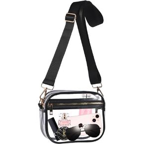 Clear Bag Stadium Approved, Leather Clear Crossbody Purse Bag for Concerts Sports Events Festivals