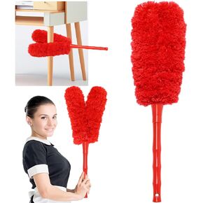 16 inch Microfiber Feather Duster, Big Microfiber Duster Make Home Cleaning More Efficient and Easy, Cleaning Tool for Office, Fan, Car, Computer,Furniture, Sofa, Railing (Red)