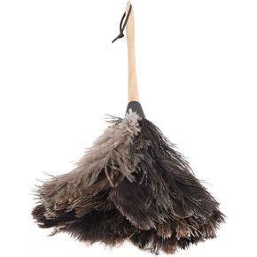 Duster, 55cm Handmade Washable Non-electrostatic Ostrich Feather Duster with Wooden Handle Household