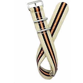 NewLife 20mm Tan/Black/Orange Watchband | Vintage Old style Watchstrap Nylon Fabric Replacement Wrist Band that brings to Any Watch (For Men and Women)