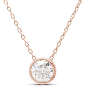 SAVEARTH DIAMONDS 1.00 ct 6.5MM Round Lab Created Moissanite Diamond Bezel Set Solitaire Pendant Necklace In 14k Gold Over Sterling Silver 18" Chain (VVS1 Clarity), Mother's Day Gift For Her