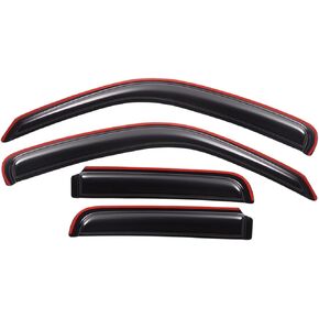 Lightronic WV194428 in-Channel Side Window Deflectors Visors Vent Rain Guards, Dark Smoke, 4-Pieces Set, Fits 2002-2007 Jeep Liberty