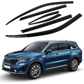 AUTOCLOVER Tape-On Rain Guards Window Visors 6 Pcs Set for Kia Sorento 2016 2017 2018 2019 2020 / Window Deflectors, Out-Channel Vent Shades (Chrome Line Black) in Kuwait