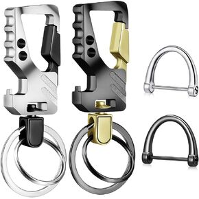 2 Pcs Car Key Chain Fathers Day Gifts Bottle Opener Zinc Alloy Car Key Holder Men's Keyrings with 2 D Rings and 4 Stainless Steel Key Rings for Men Women