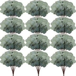 Artificial Eucalyptus Leaves for Wedding Eucalyptus Leaves Eucalyptus Stems Decor Greenery Eucalyptus Faux Stems Green Leaf Stems for Wedding Centerpiece Floral Home Decor, 11 Inches (70 Pieces)
