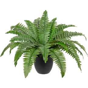 Artificial Fern Potted Plant Faux Boston in Pot 25 Leaves for Outdoors & Indoor Fake Fern Bush Plant for Patio Garden Farmhouse Windowsill Office Living Room Decoration Home Decor